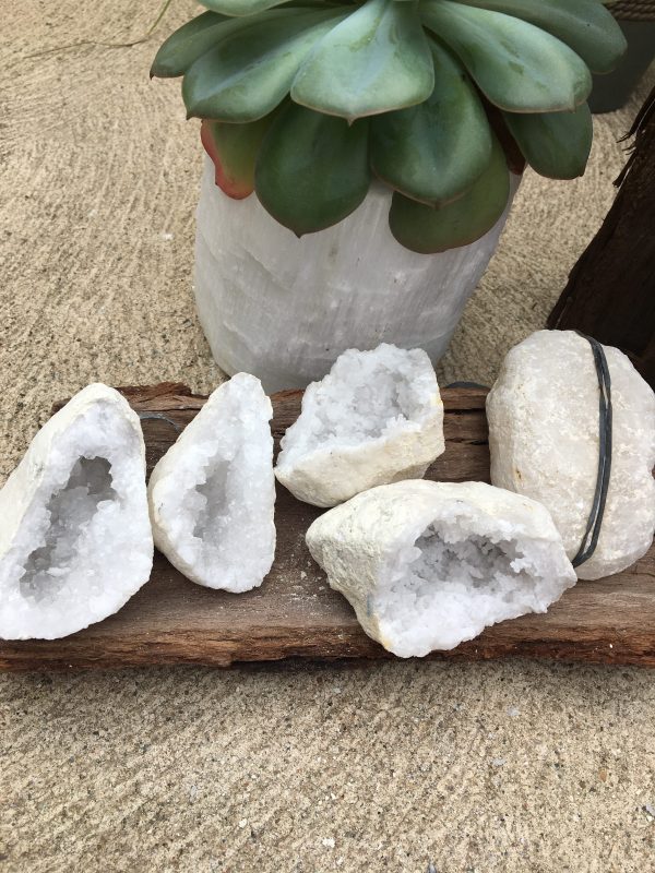 GEODES & CAVES clear quartz geode pairs 8-9cm