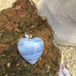JEWELLERY, PENDANTS blue lace agate heart 2cm