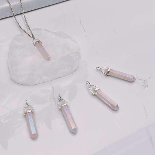 Aura Rose quartz pendant