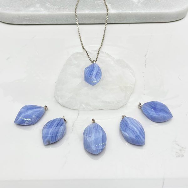 Blue Lace Agate facet drop pendant