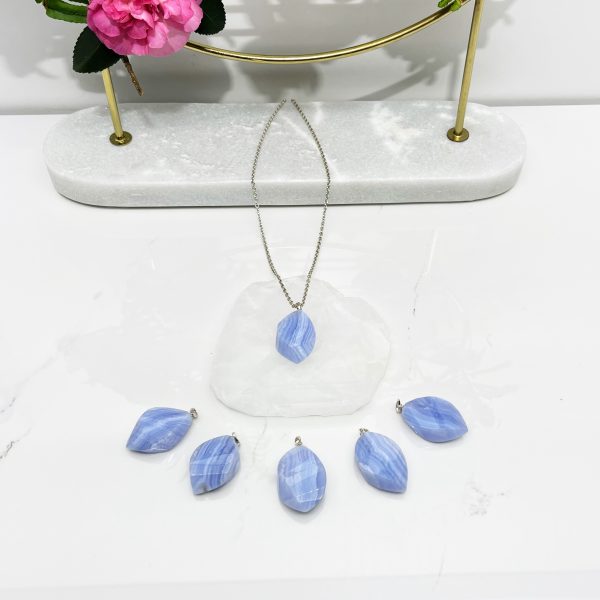 Blue Lace Agate facet drop pendant