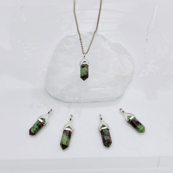Ruby Zoisite point pendant