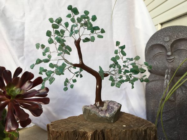 TREES green aventurine on cluster base 20cm 165 beads (each)