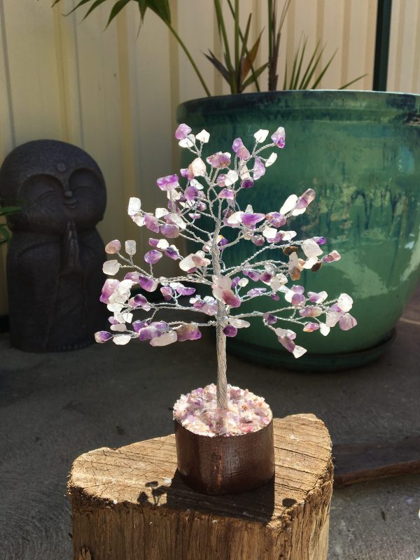 TREES rose quartz & amethyst 20cm 160 beads (each)