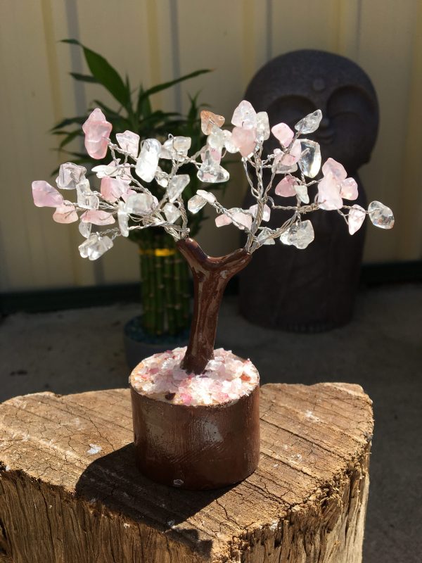 TREES rose quartz & clear quartz 12cm 60 beads (each)