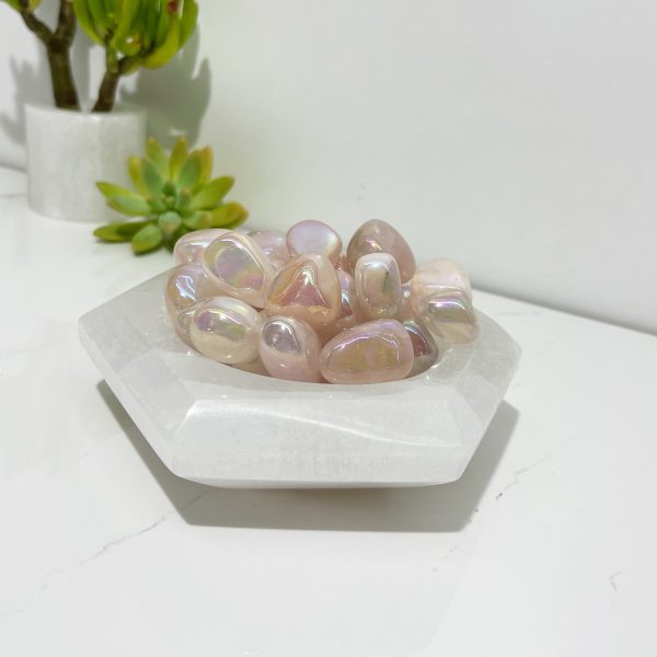 Aura Rose Quartz Tumbled stones